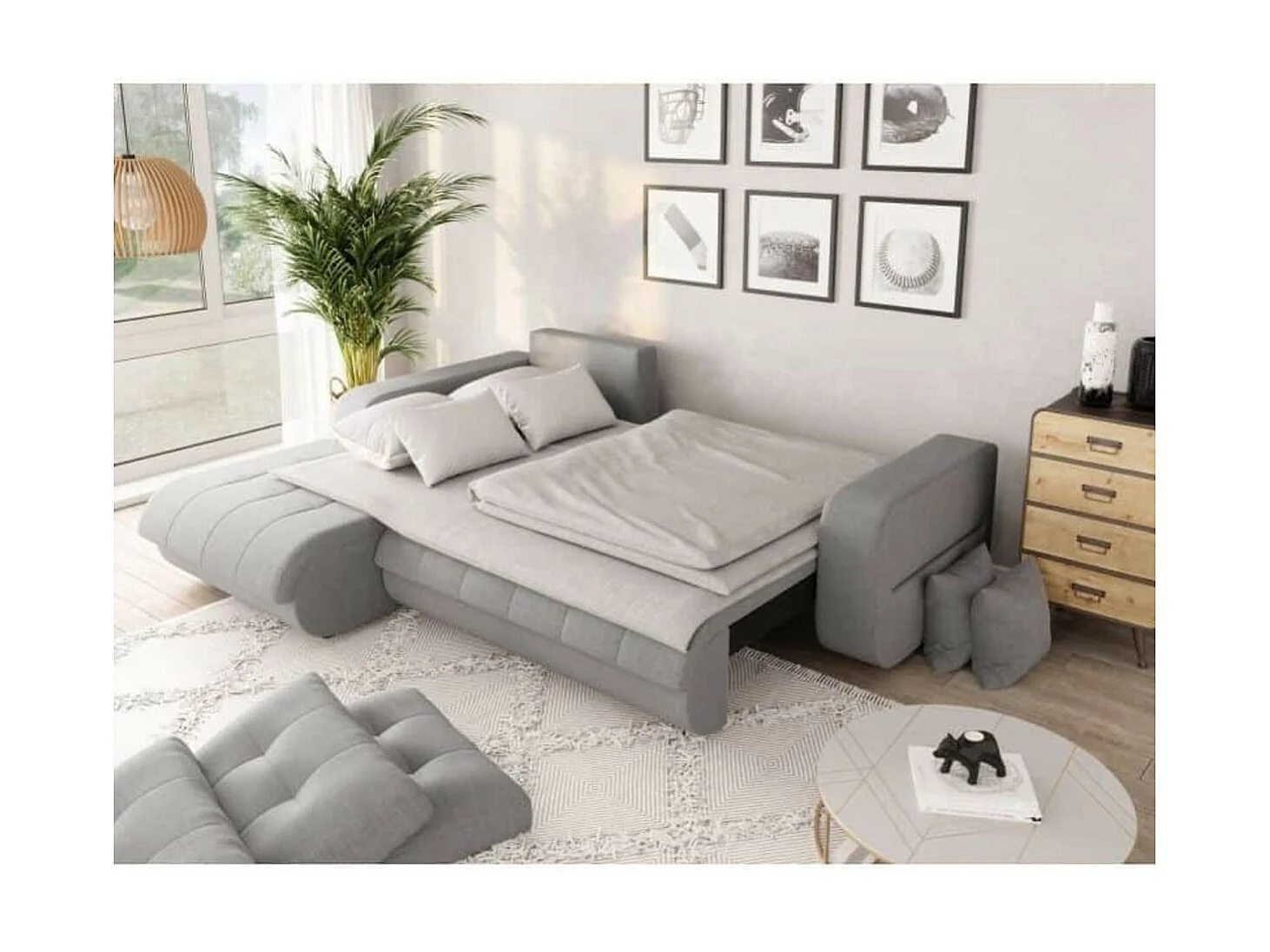 Canapé d'Angle Convertible Gauche 4 Places en Tissu