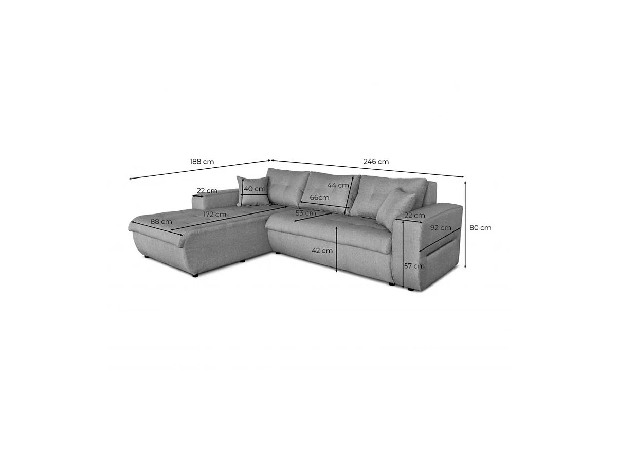 Canapé d'Angle Convertible Gauche 4 Places en Tissu