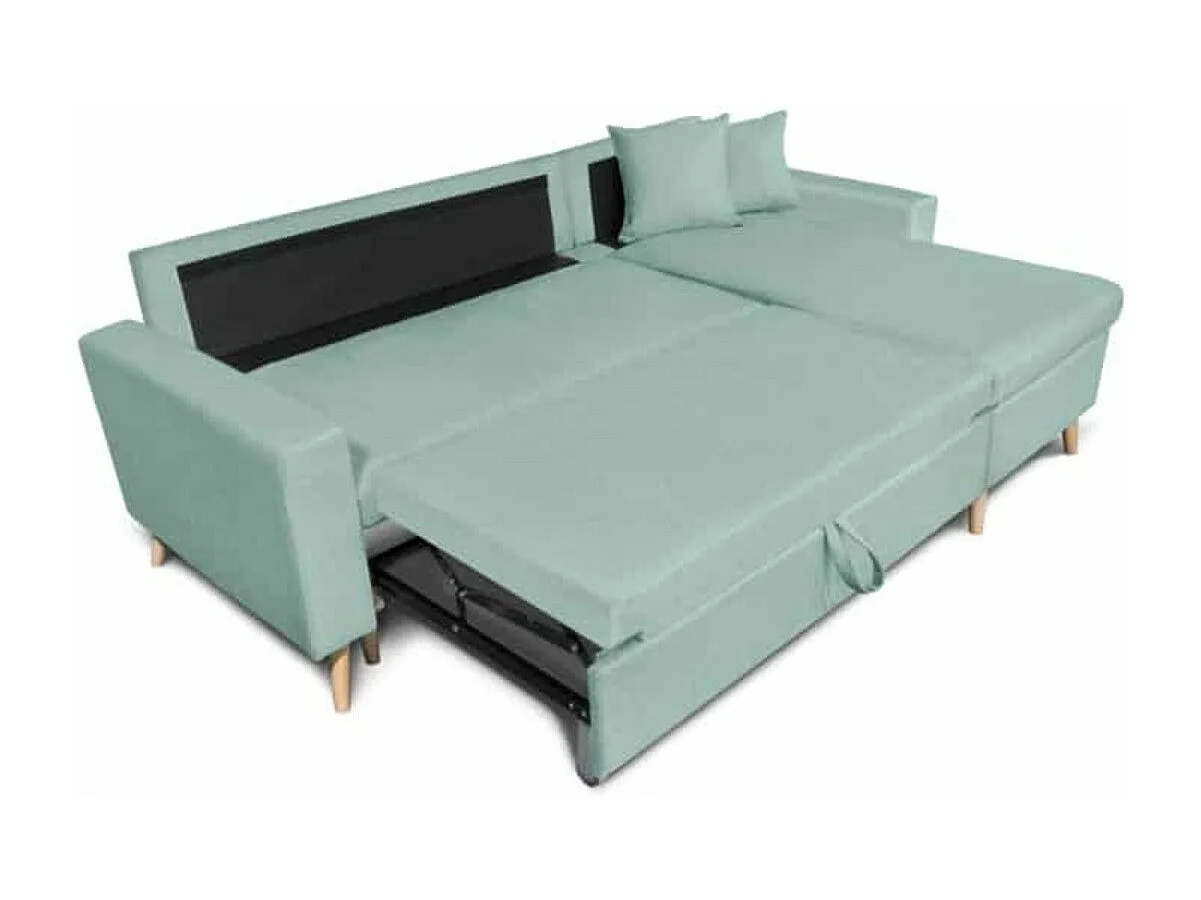 Canapé d'Angle Scandinave Réversible Convertible avec Coffre en Tissu