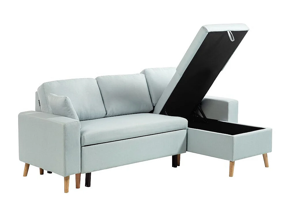 Canapé d'Angle Scandinave Réversible Convertible avec Coffre en Tissu