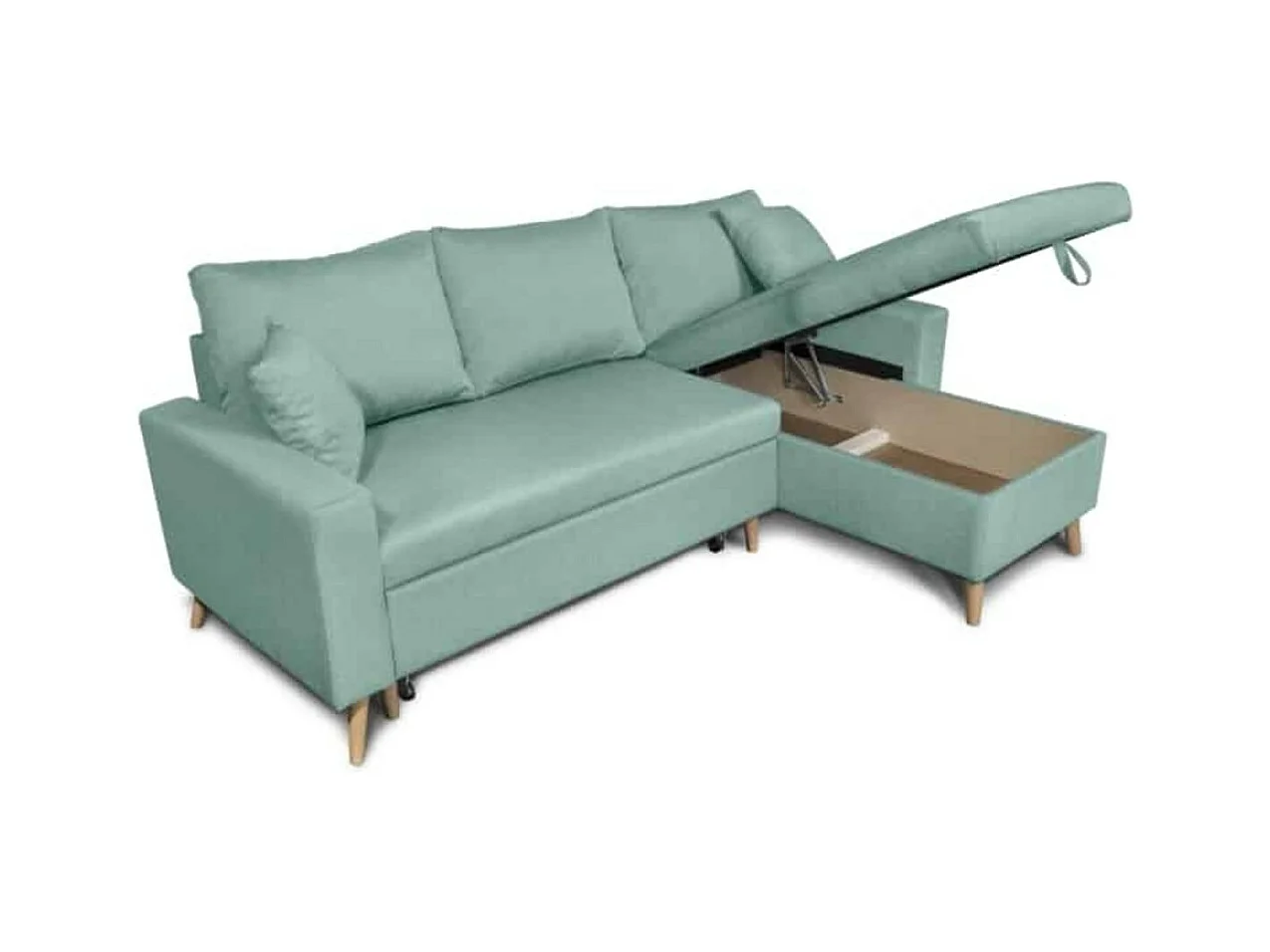 Canapé d'Angle Scandinave Réversible Convertible avec Coffre en Tissu