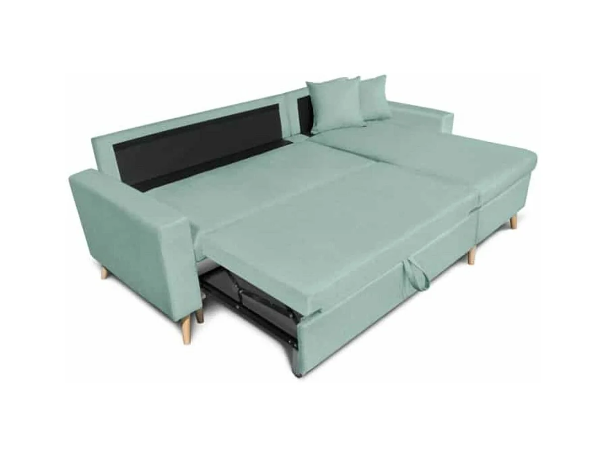 Canapé d'Angle Scandinave Réversible Convertible avec Coffre en Tissu
