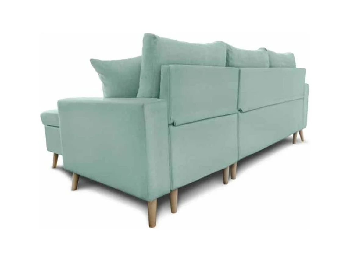 Canapé d'Angle Scandinave Réversible Convertible avec Coffre en Tissu