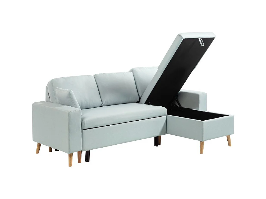 Canapé d'Angle Scandinave Réversible Convertible avec Coffre en Tissu