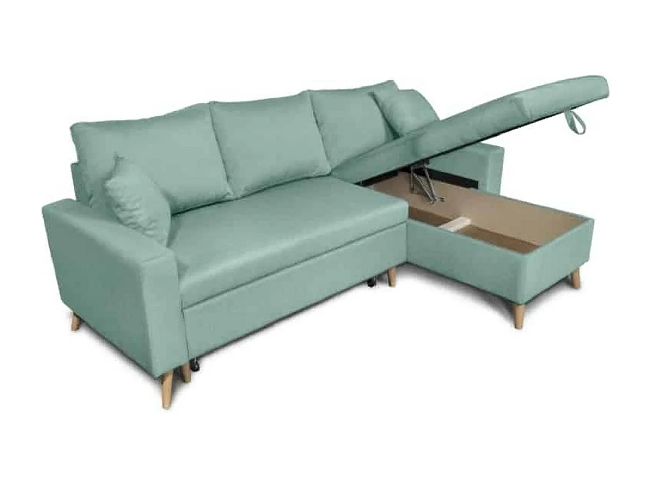 Canapé d'Angle Scandinave Réversible Convertible avec Coffre en Tissu