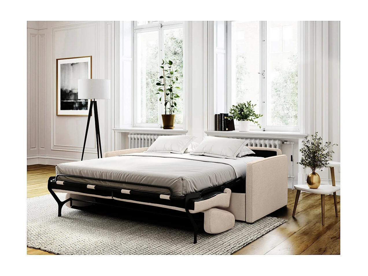Canapé Convertible Express 3 Places en Tissu L200cm - Alice