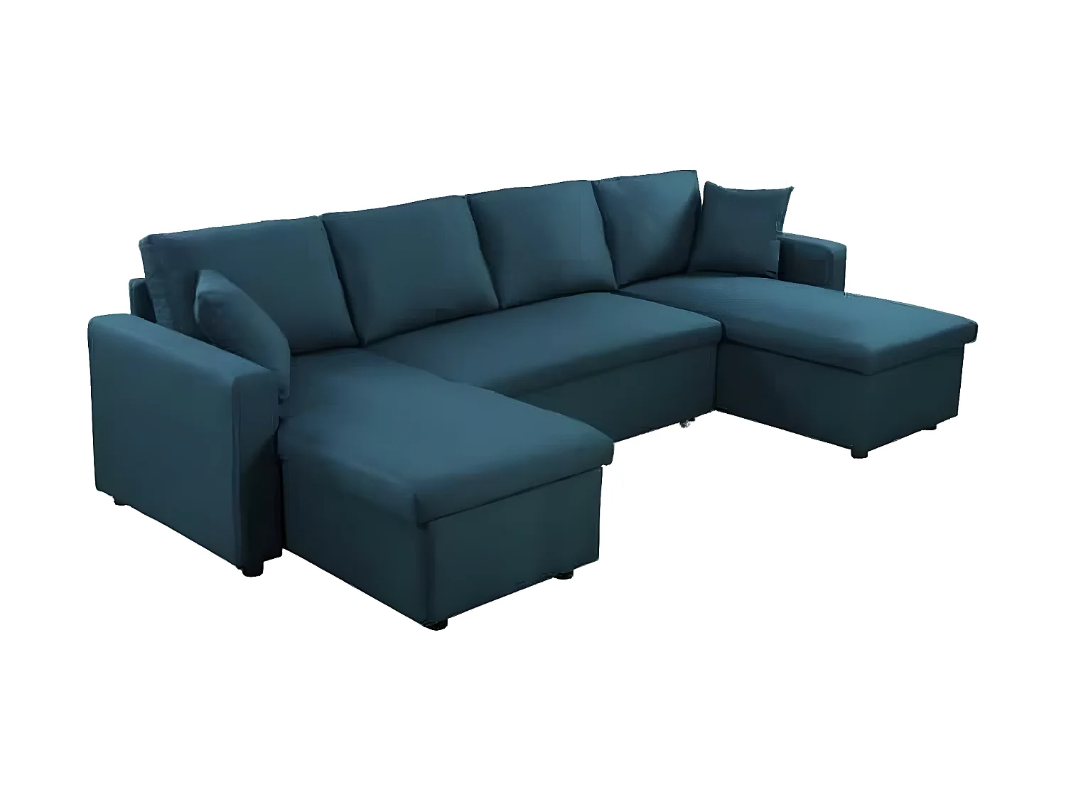Canapé Panoramique Convertible avec 2 Coffres en Tissu