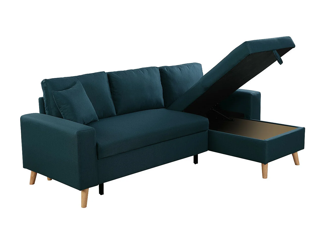 Canapé d'Angle Scandinave Réversible Convertible avec Coffre en Tissu