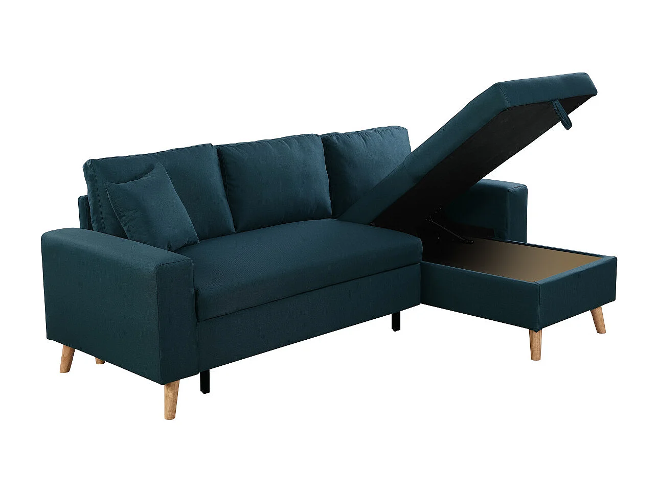 Canapé d'Angle Scandinave Réversible Convertible avec Coffre en Tissu