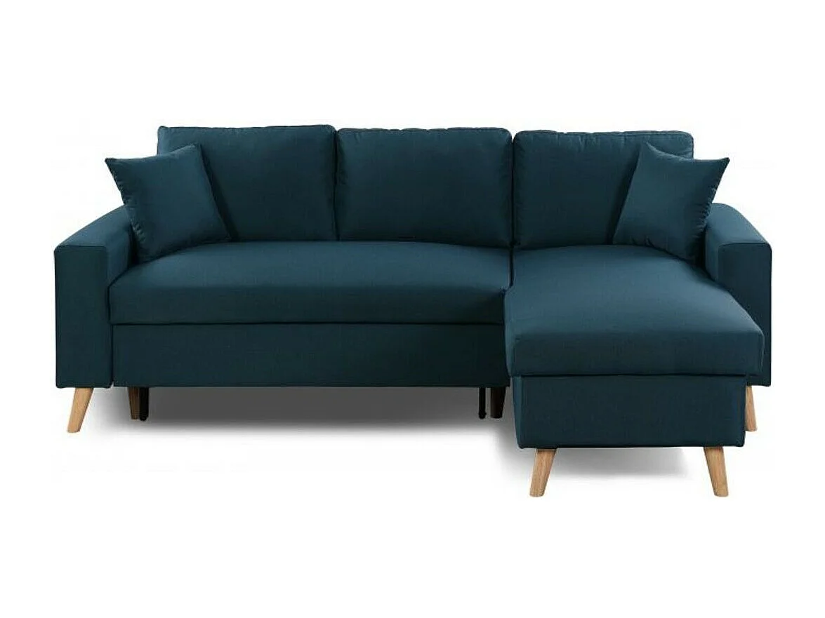 Canapé d'Angle Scandinave Réversible Convertible avec Coffre en Tissu