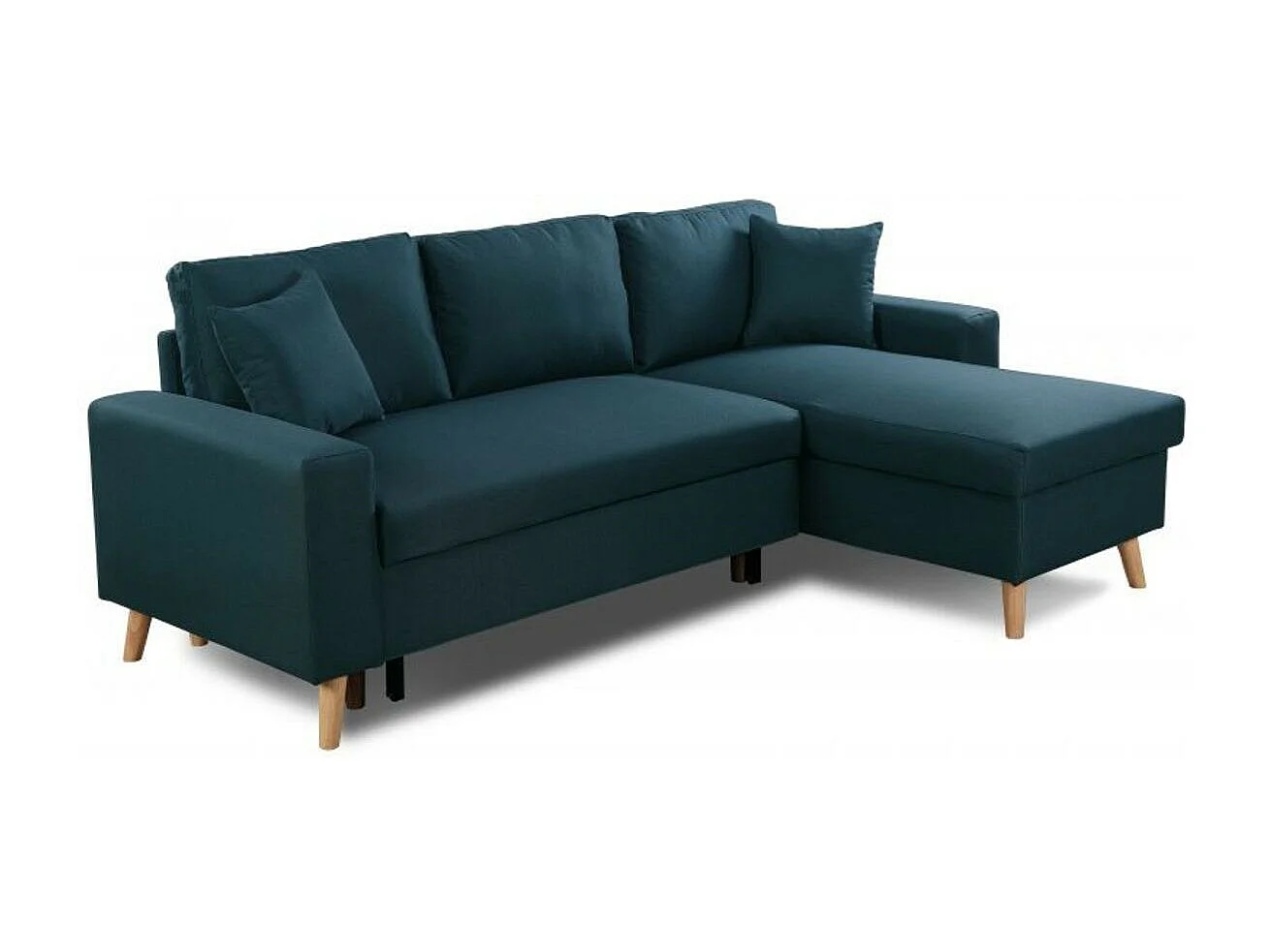 Canapé d'Angle Scandinave Réversible Convertible avec Coffre en Tissu