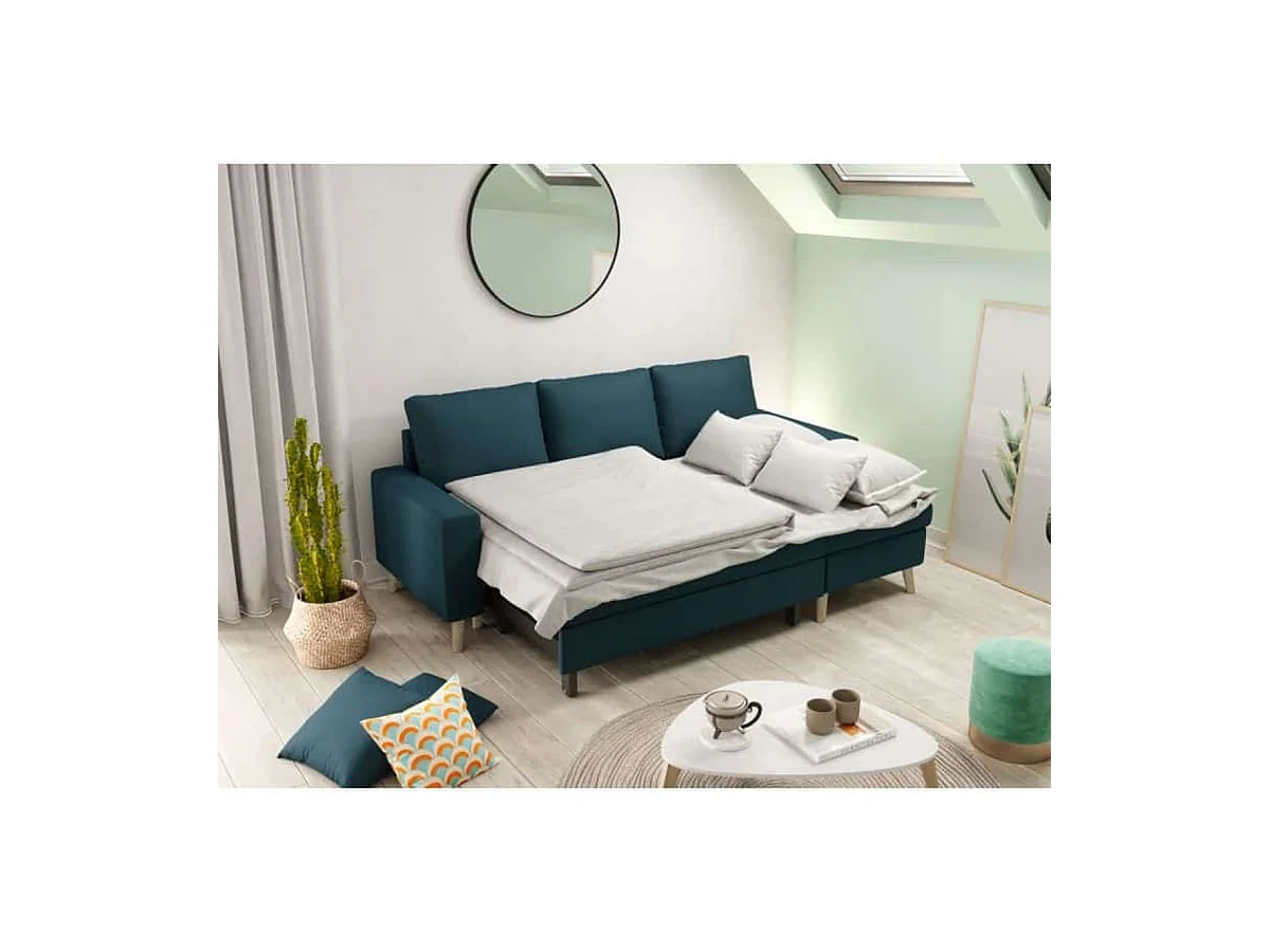 Canapé d'Angle Scandinave Réversible Convertible avec Coffre en Tissu