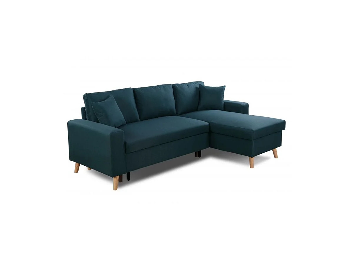 Canapé d'Angle Scandinave Réversible Convertible avec Coffre en Tissu