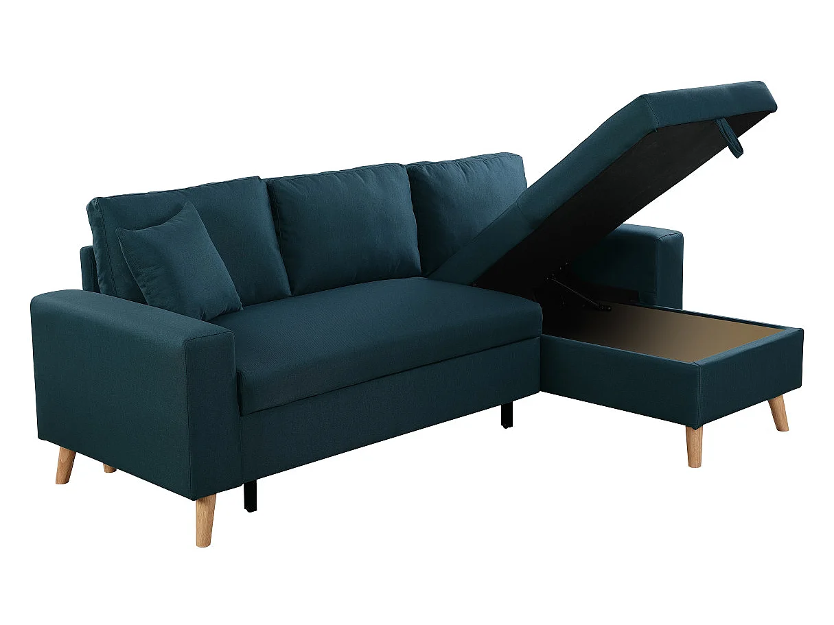 Canapé d'Angle Scandinave Réversible Convertible avec Coffre en Tissu