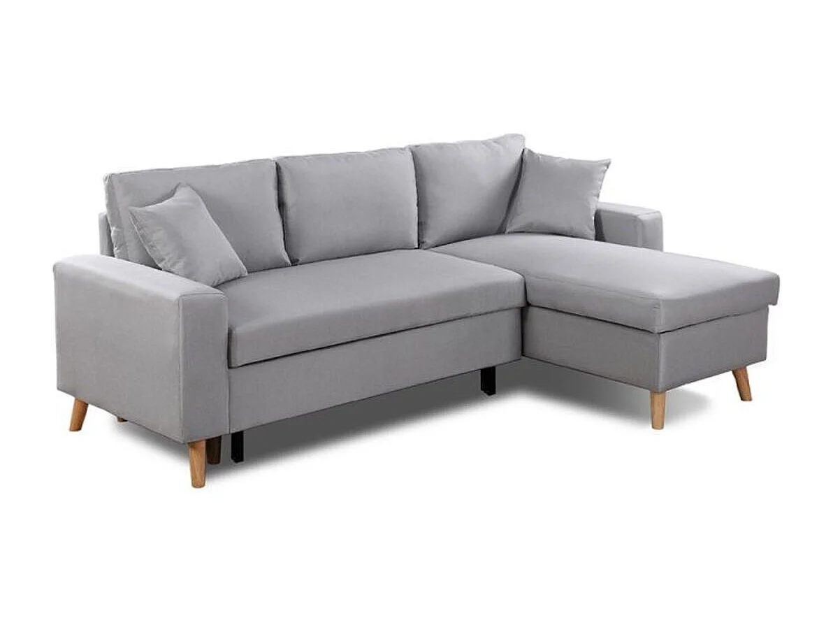 Canapé d'Angle Scandinave Réversible Convertible avec Coffre en Tissu