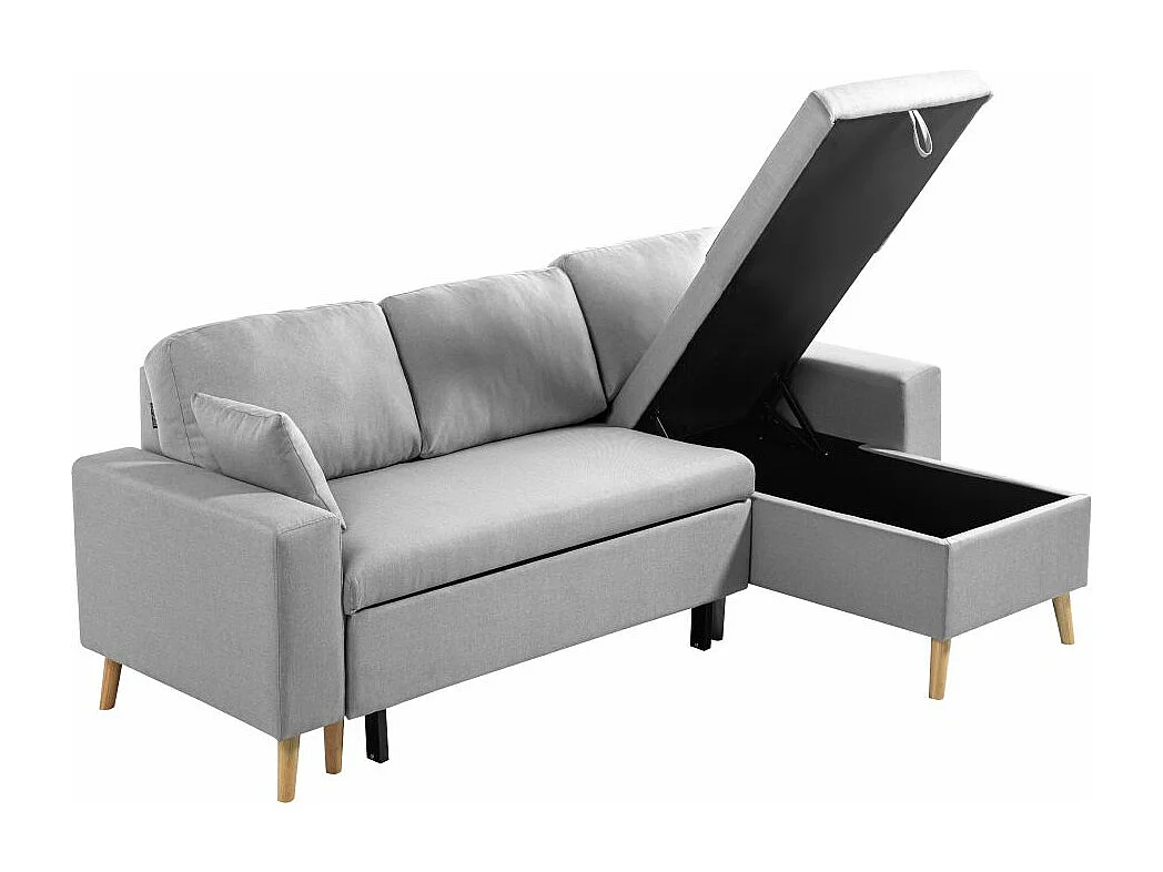 Canapé d'Angle Scandinave Réversible Convertible avec Coffre en Tissu