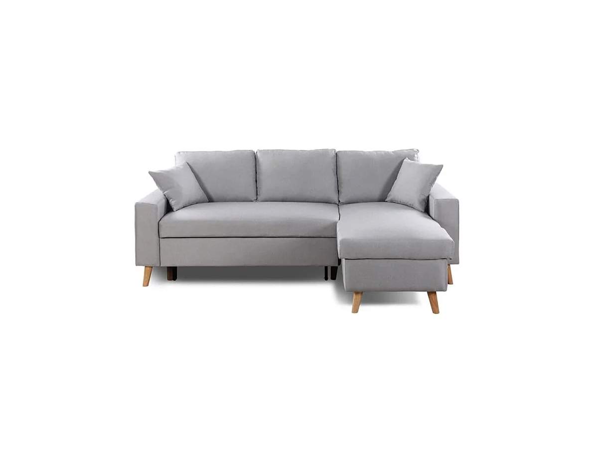 Canapé d'Angle Scandinave Réversible Convertible avec Coffre en Tissu
