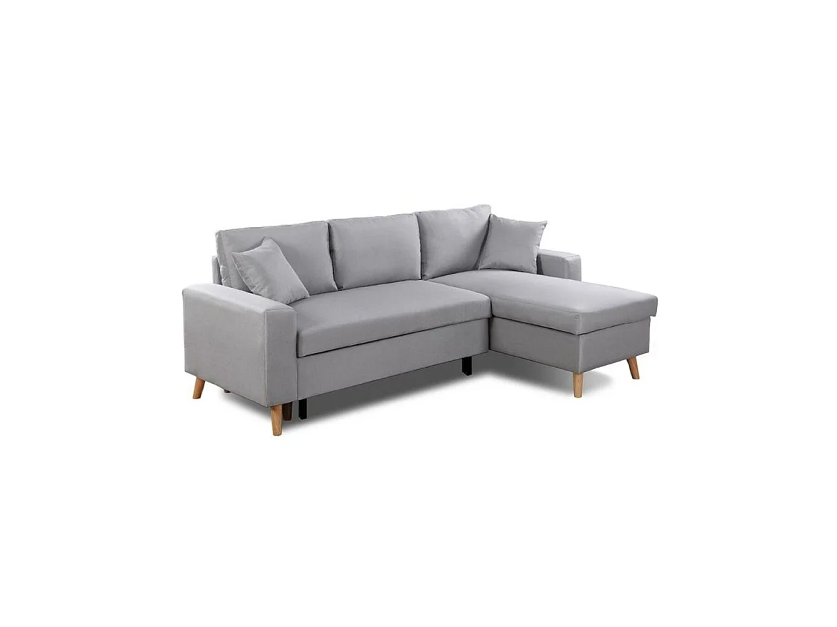 Canapé d'Angle Scandinave Réversible Convertible avec Coffre en Tissu