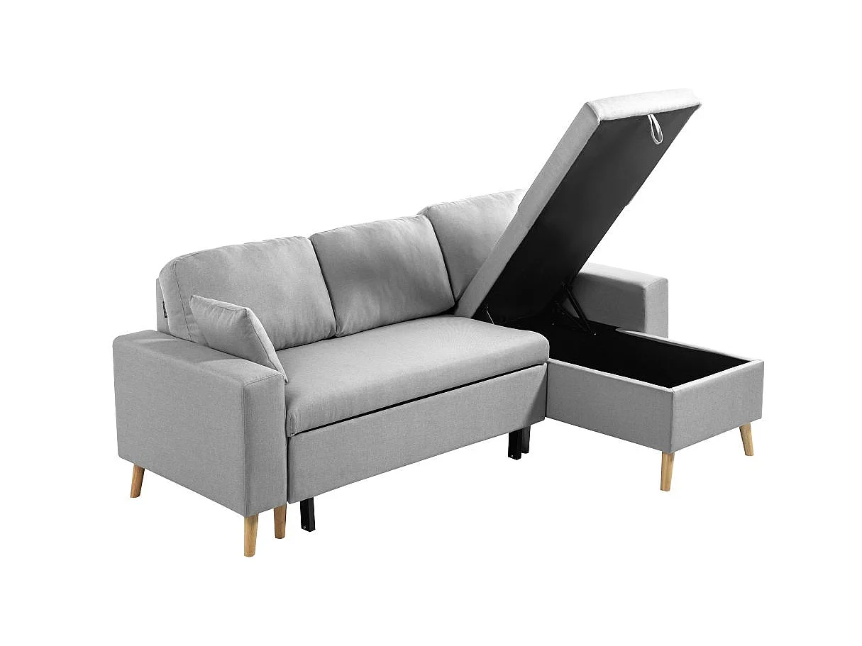 Canapé d'Angle Scandinave Réversible Convertible avec Coffre en Tissu