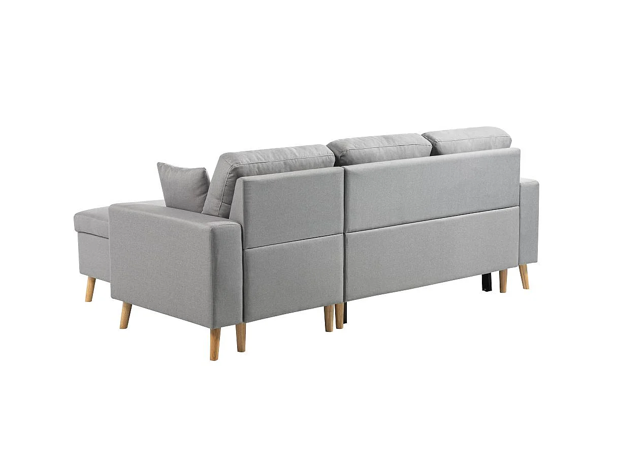 Canapé d'Angle Scandinave Réversible Convertible avec Coffre en Tissu
