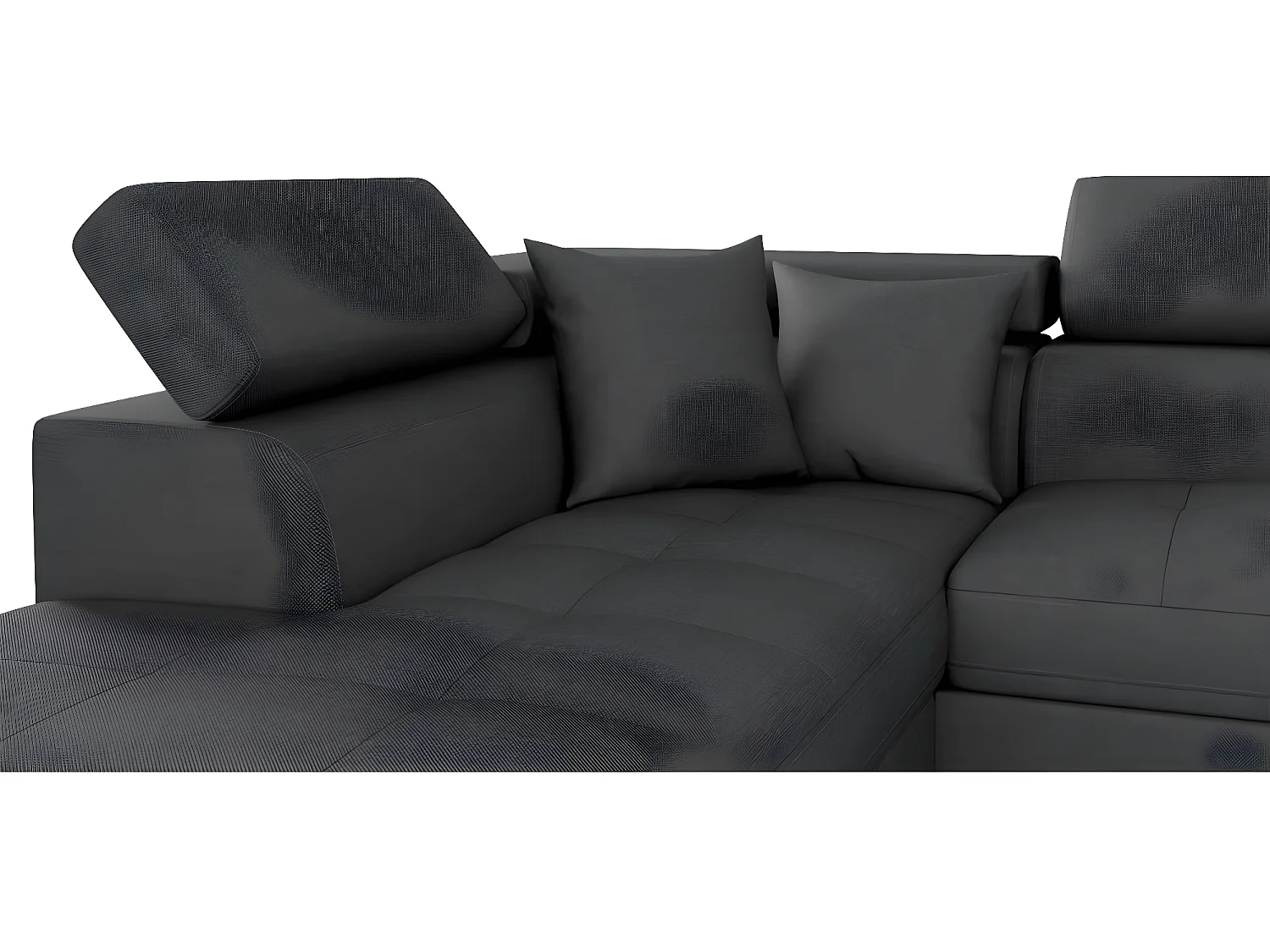 Canapé d'angle gauche 5 places Rio convertible avec coffre en tissu - Gris anthracite - L271 x P192 x H70cm - Loungitude
