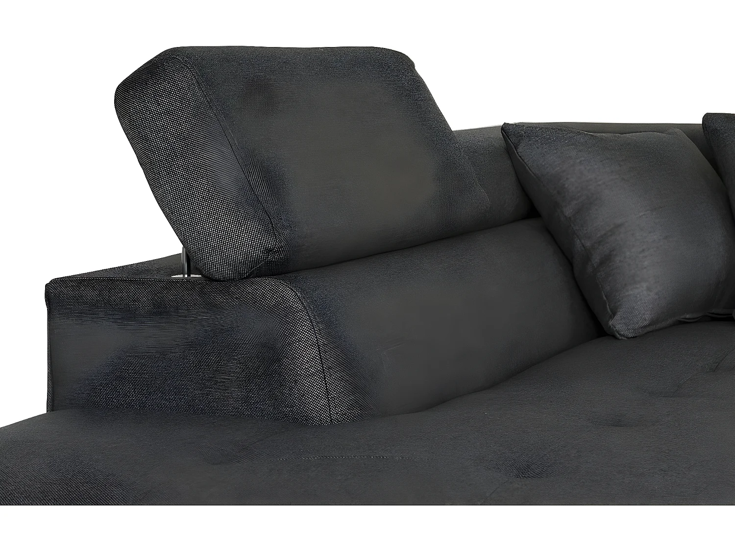 Canapé d'angle gauche 5 places Rio convertible avec coffre en tissu - Gris anthracite - L271 x P192 x H70cm - Loungitude