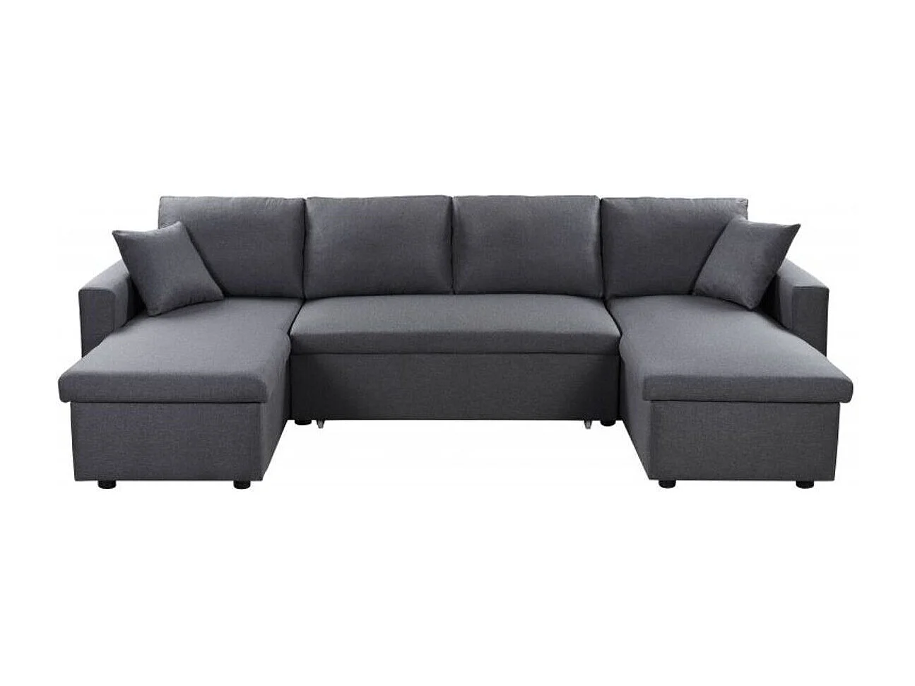 Canapé Panoramique Convertible avec 2 Coffres en Tissu