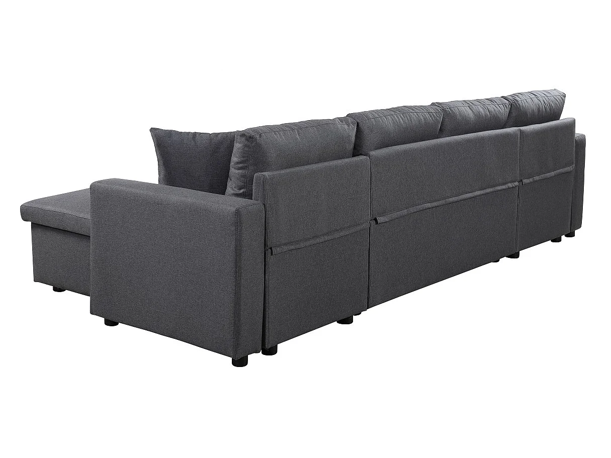 Canapé Panoramique Convertible avec 2 Coffres en Tissu