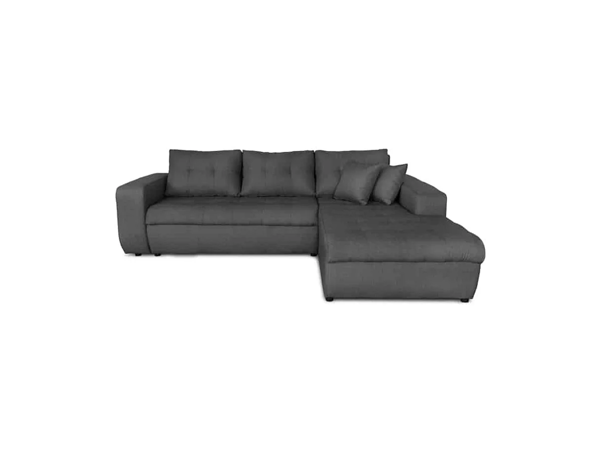 Canapé d'angle convertible 4 places en tissu gris anthracite