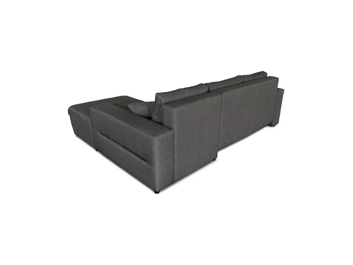 Canapé d'angle convertible 4 places en tissu gris anthracite