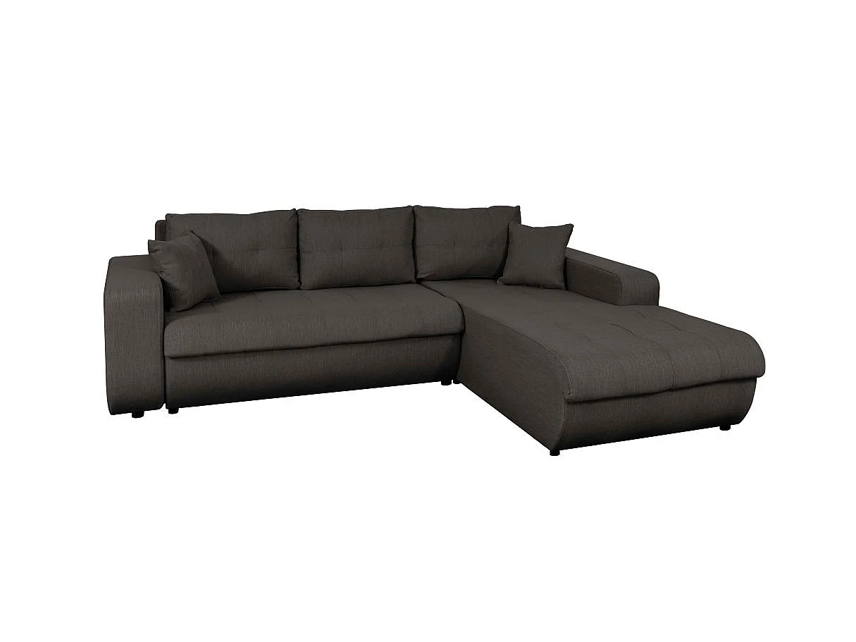 Canapé d'angle convertible 4 places en tissu gris anthracite