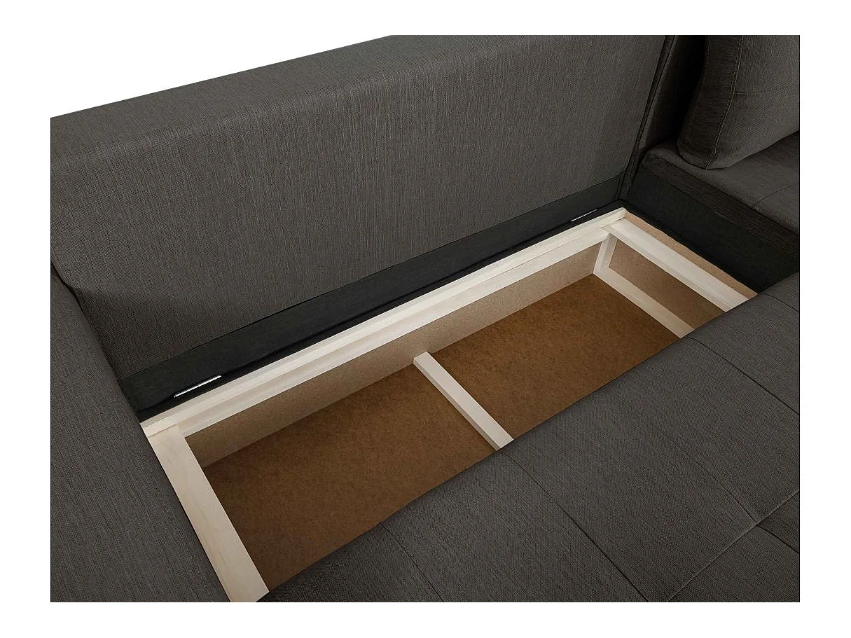 Canapé d'angle convertible 4 places en tissu gris anthracite
