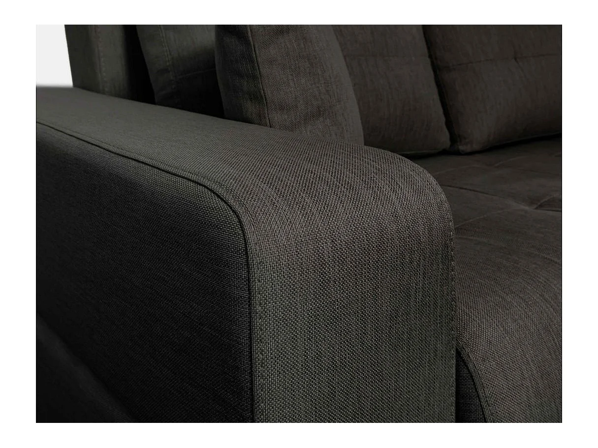 Canapé d'angle convertible 4 places en tissu gris anthracite