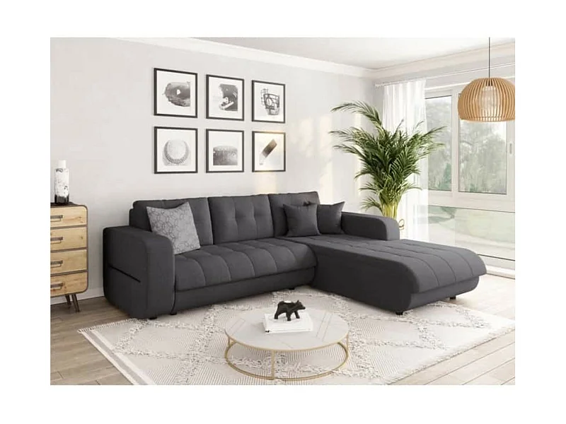 Canapé d'Angle Convertible Droit 4 Places en Tissu