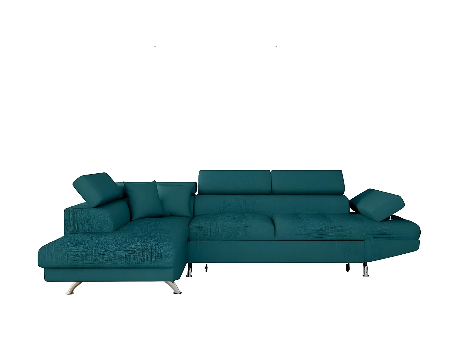 Canapé d'angle gauche 5 places Rio Convertible avec coffre en tissu - Bleu - L271 x P192 x H70cm - Loungitude