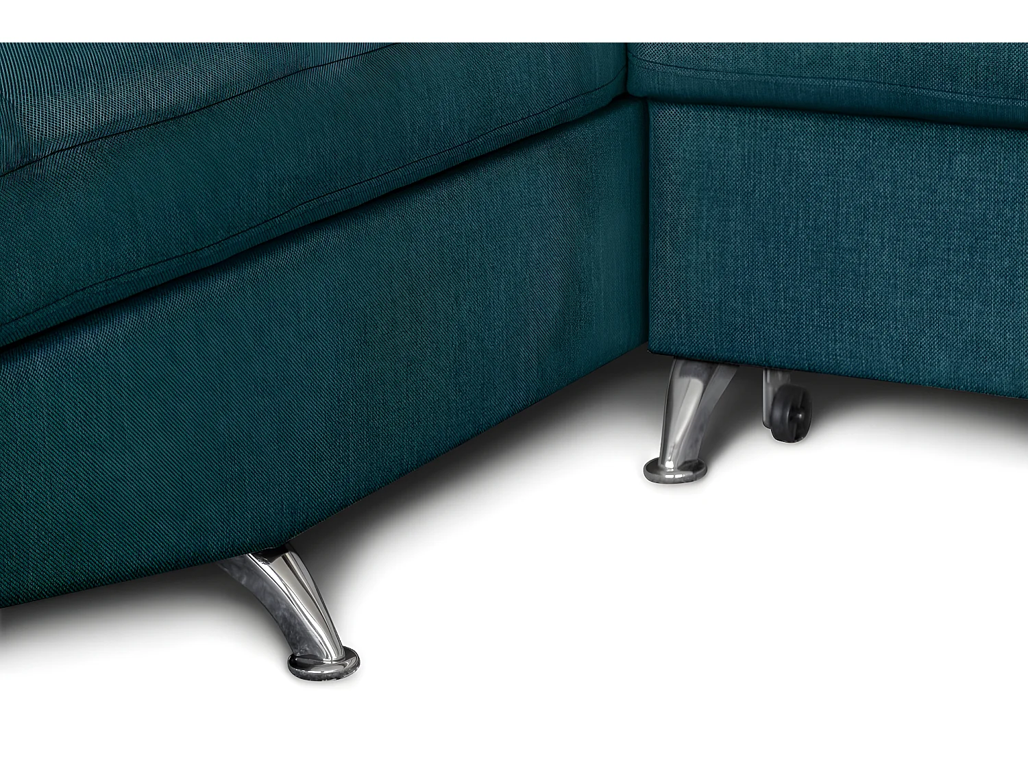 Canapé d'angle gauche 5 places Rio Convertible avec coffre en tissu - Bleu - L271 x P192 x H70cm - Loungitude