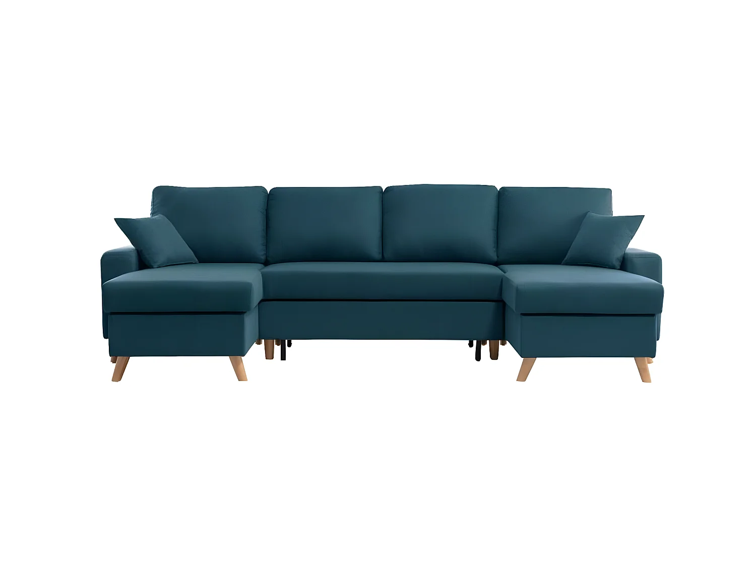 Canapé Panoramique Scandinave Convertible 2 Coffres en Tissu Déperlant