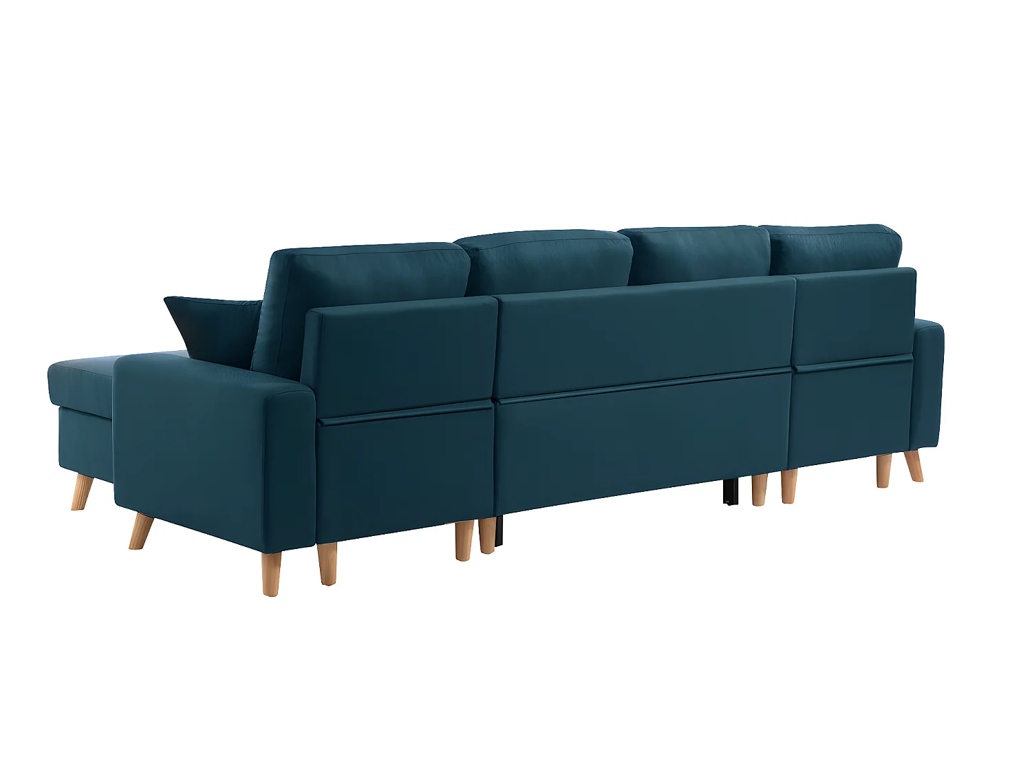 Canapé Panoramique Scandinave Convertible 2 Coffres en Tissu Déperlant