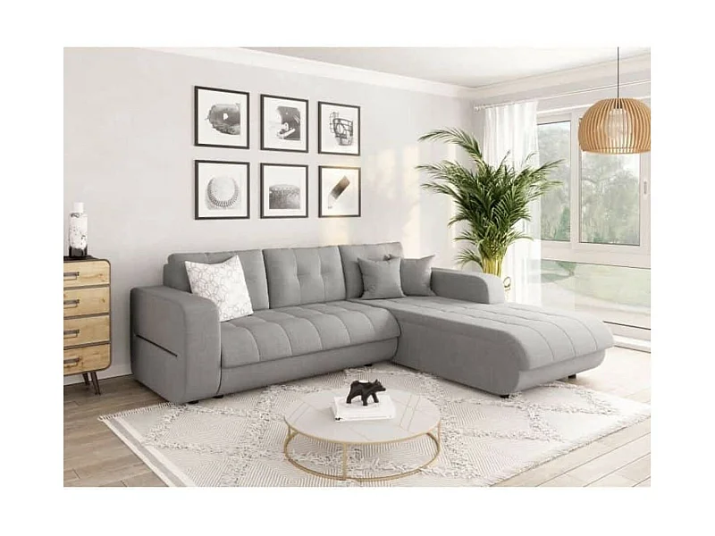 Canapé d'Angle Convertible Droit 4 Places en Tissu