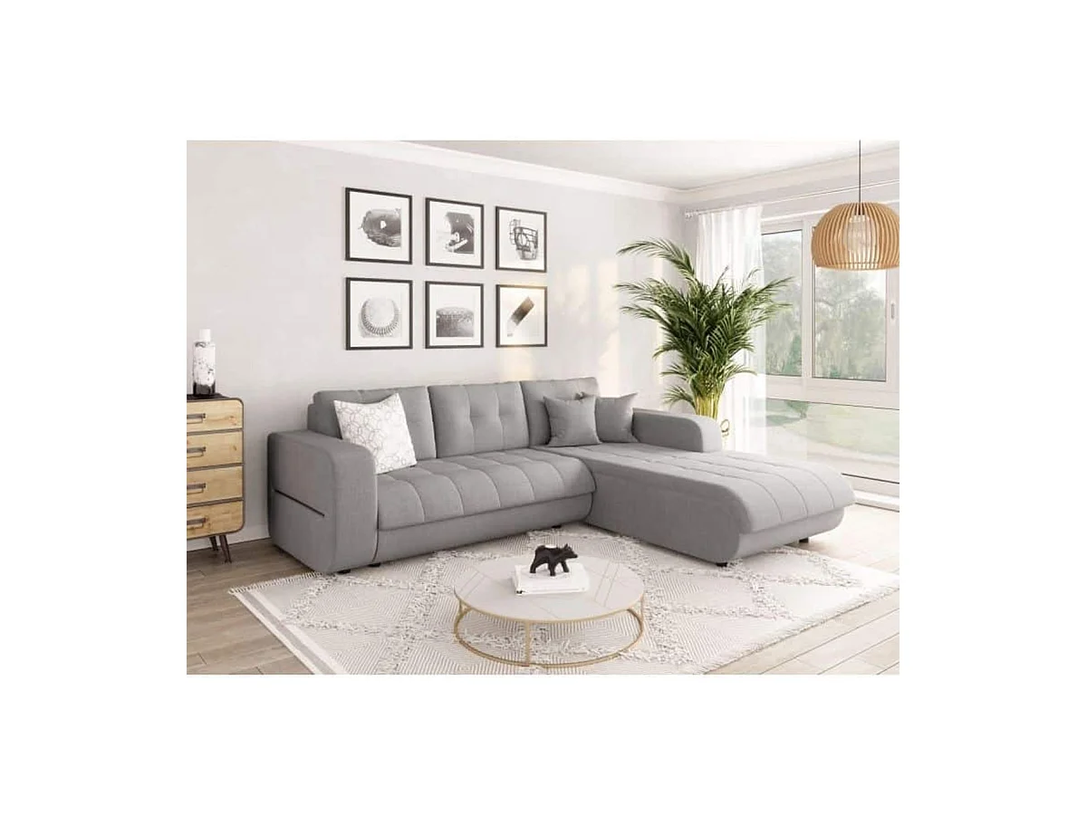 Canapé d'Angle Convertible Droit 4 Places en Tissu