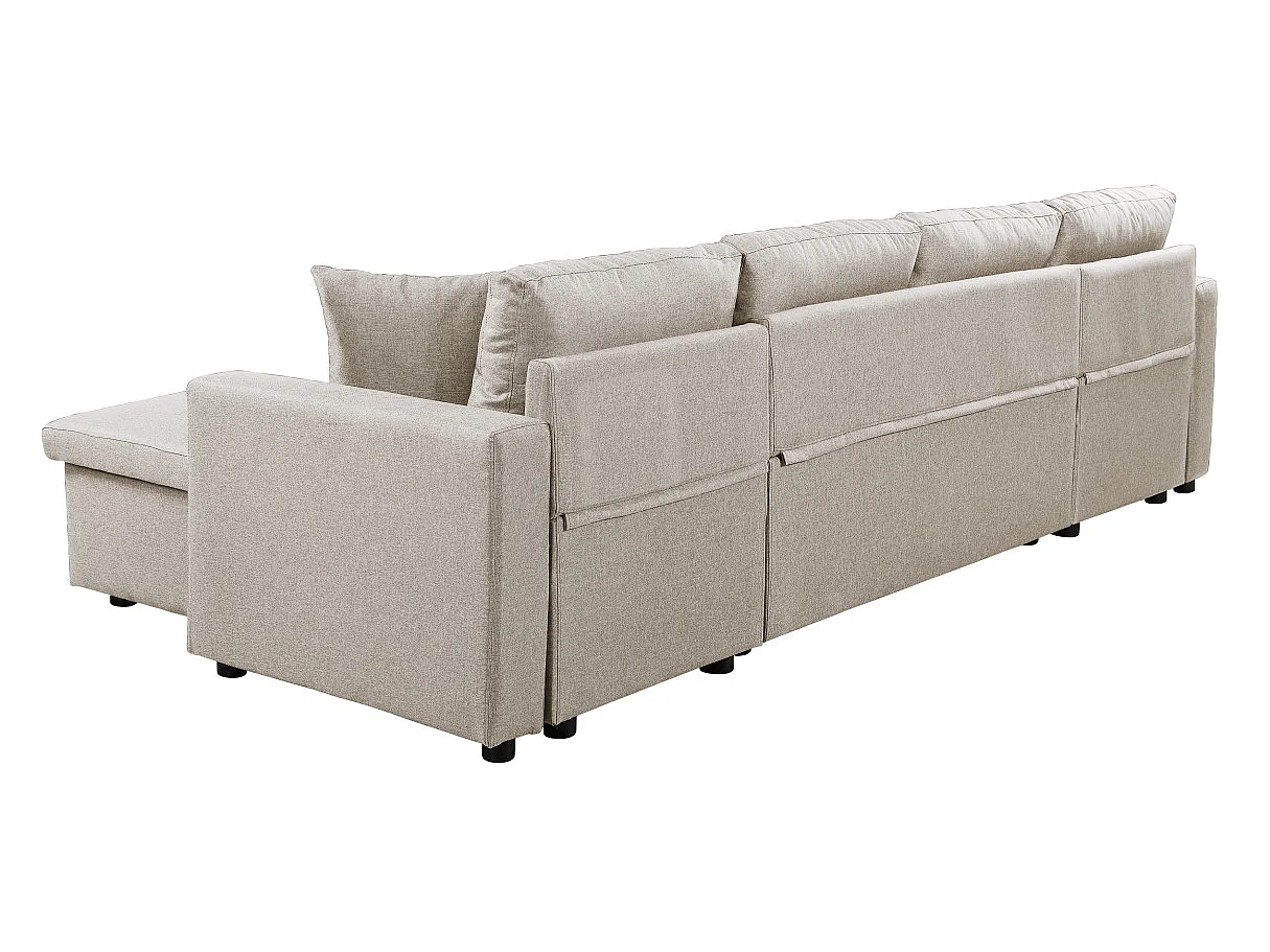 Canapé Panoramique Convertible avec 2 Coffres en Tissu