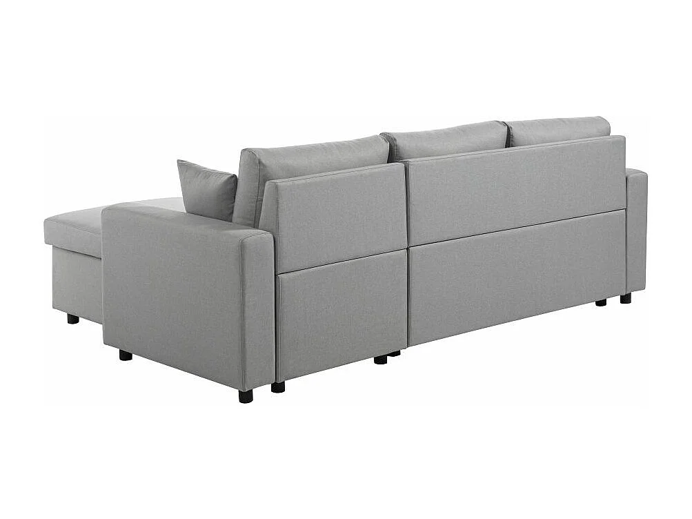 Canapé d'angle 3 places Maria réversible, convertible avec coffre en tissu - Gris clair - L227 x P146 x H81cm - Loungitude