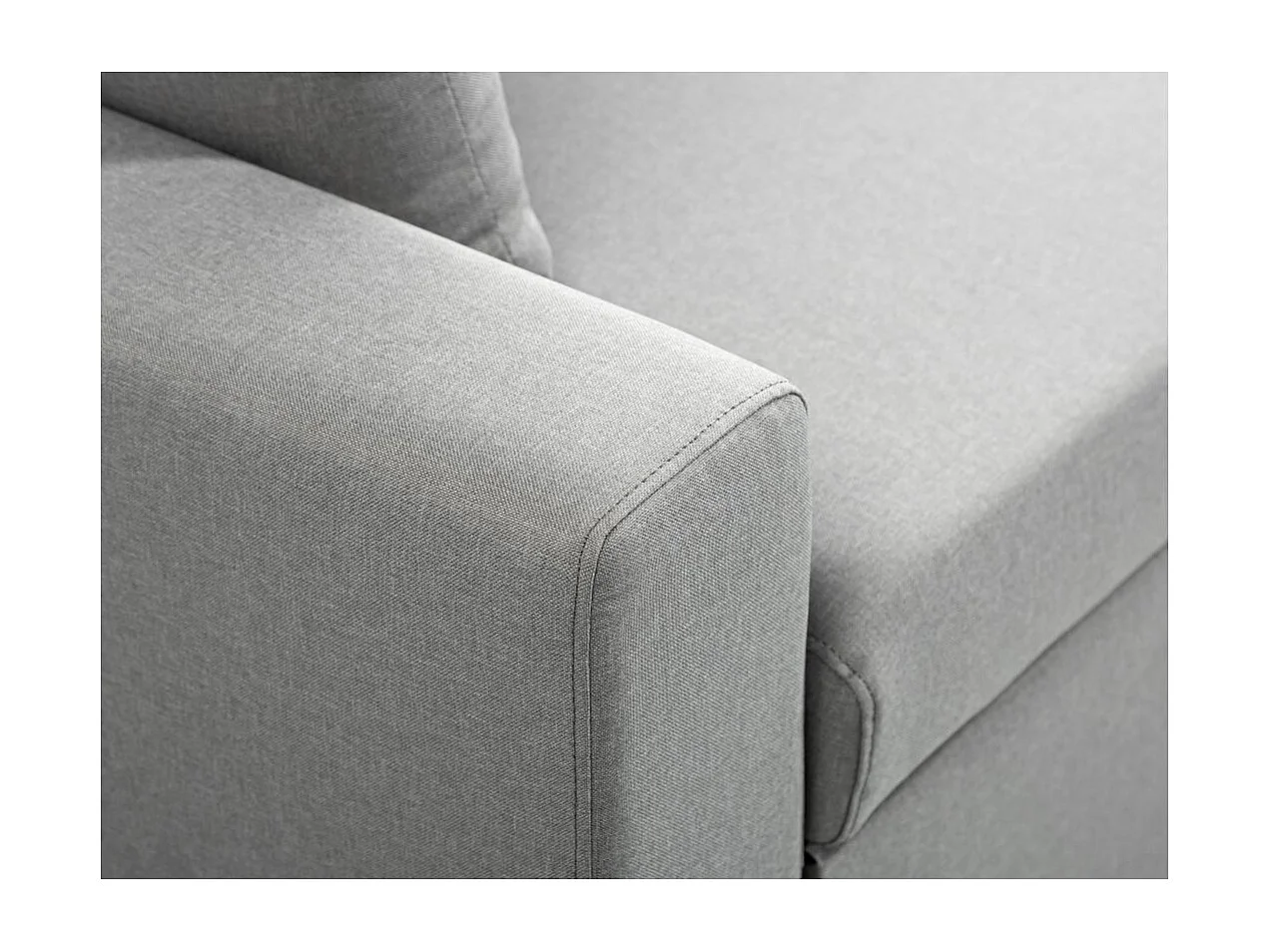 Canapé d'angle 3 places Maria réversible, convertible avec coffre en tissu - Gris clair - L227 x P146 x H81cm - Loungitude