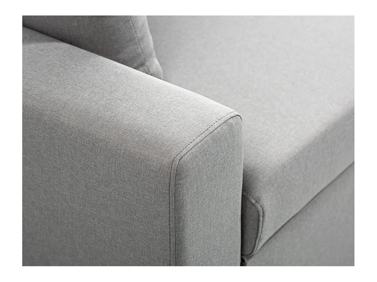 Canapé d'angle 3 places Maria réversible, convertible avec coffre en tissu - Gris clair - L227 x P146 x H81cm - Loungitude