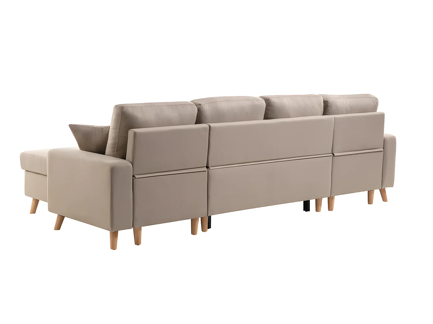 Canapé Panoramique Scandinave Convertible 2 Coffres en Tissu Déperlant