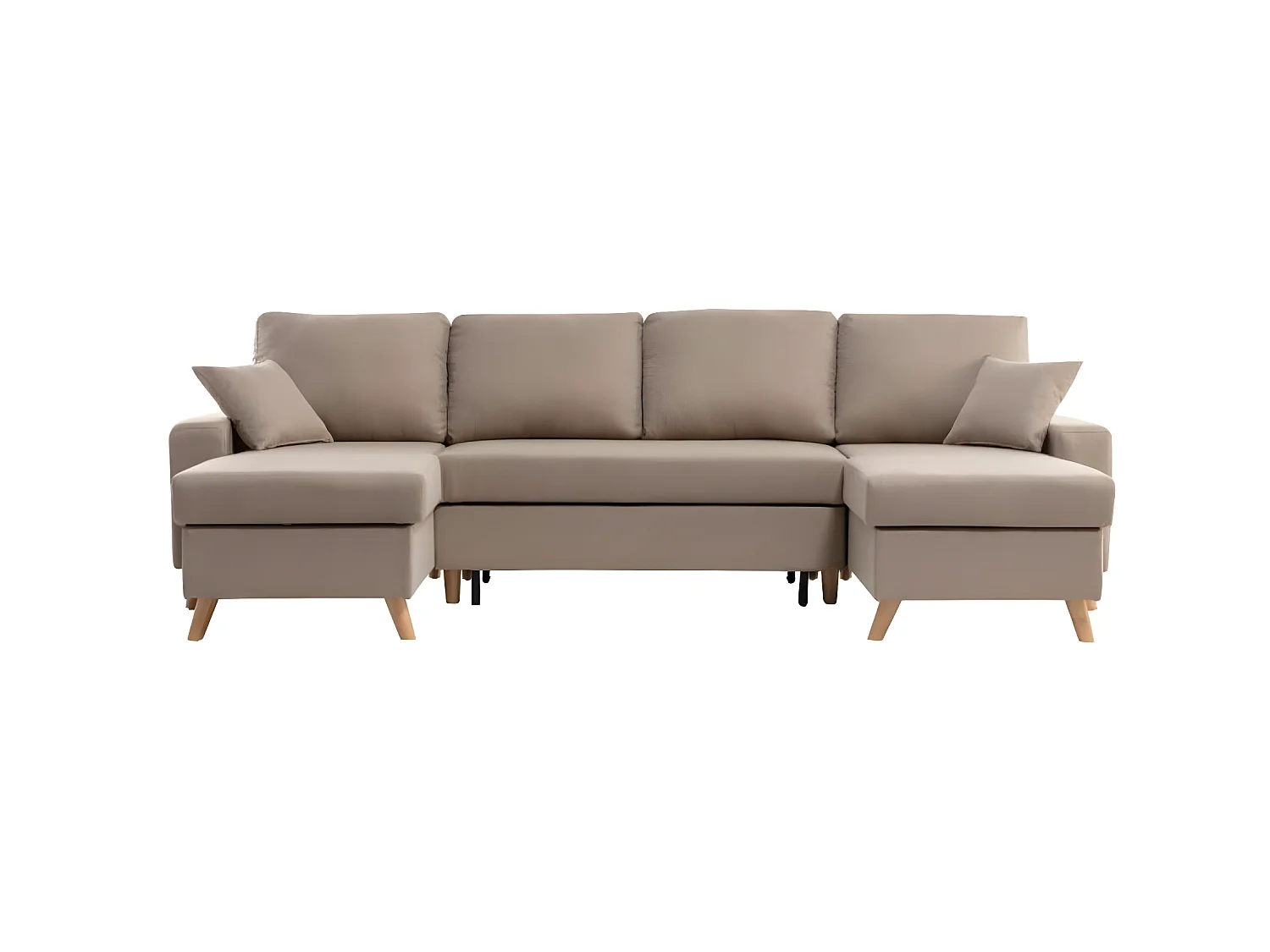 Canapé Panoramique Scandinave Convertible 2 Coffres en Tissu Déperlant