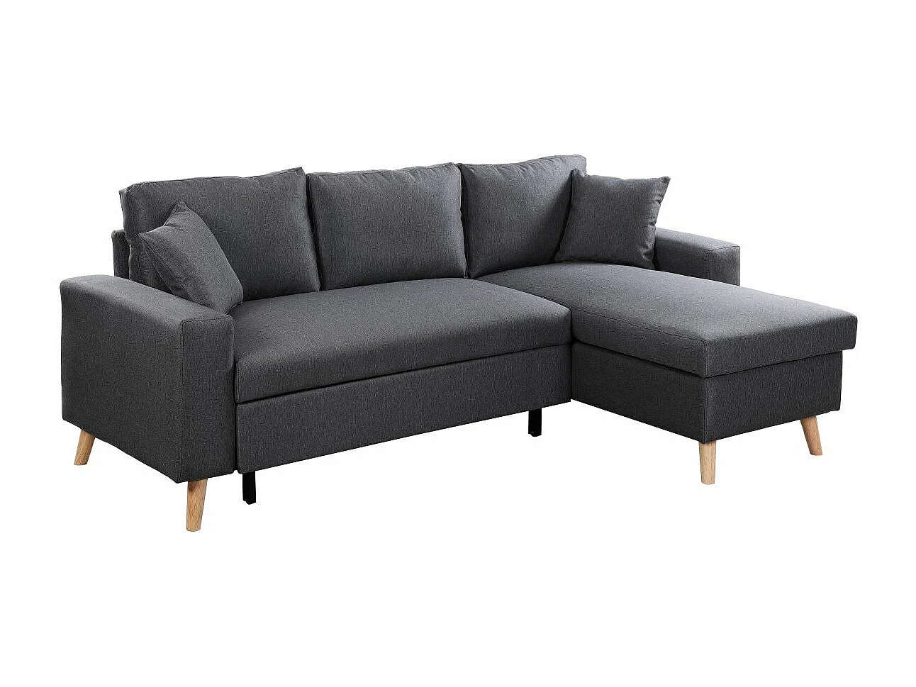 Canapé d'Angle Scandinave Réversible Convertible avec Coffre en Tissu