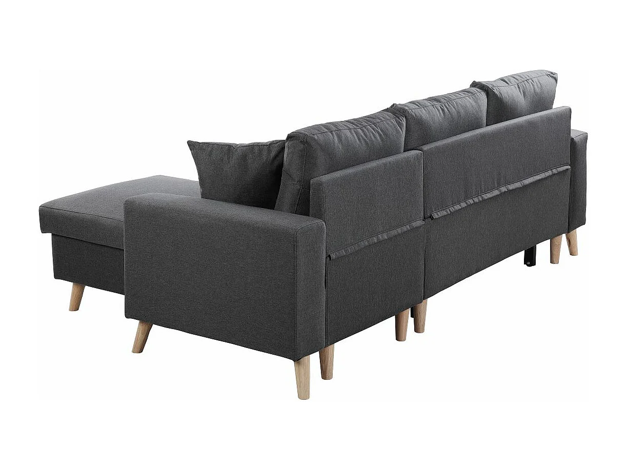 Canapé d'Angle Scandinave Réversible Convertible avec Coffre en Tissu