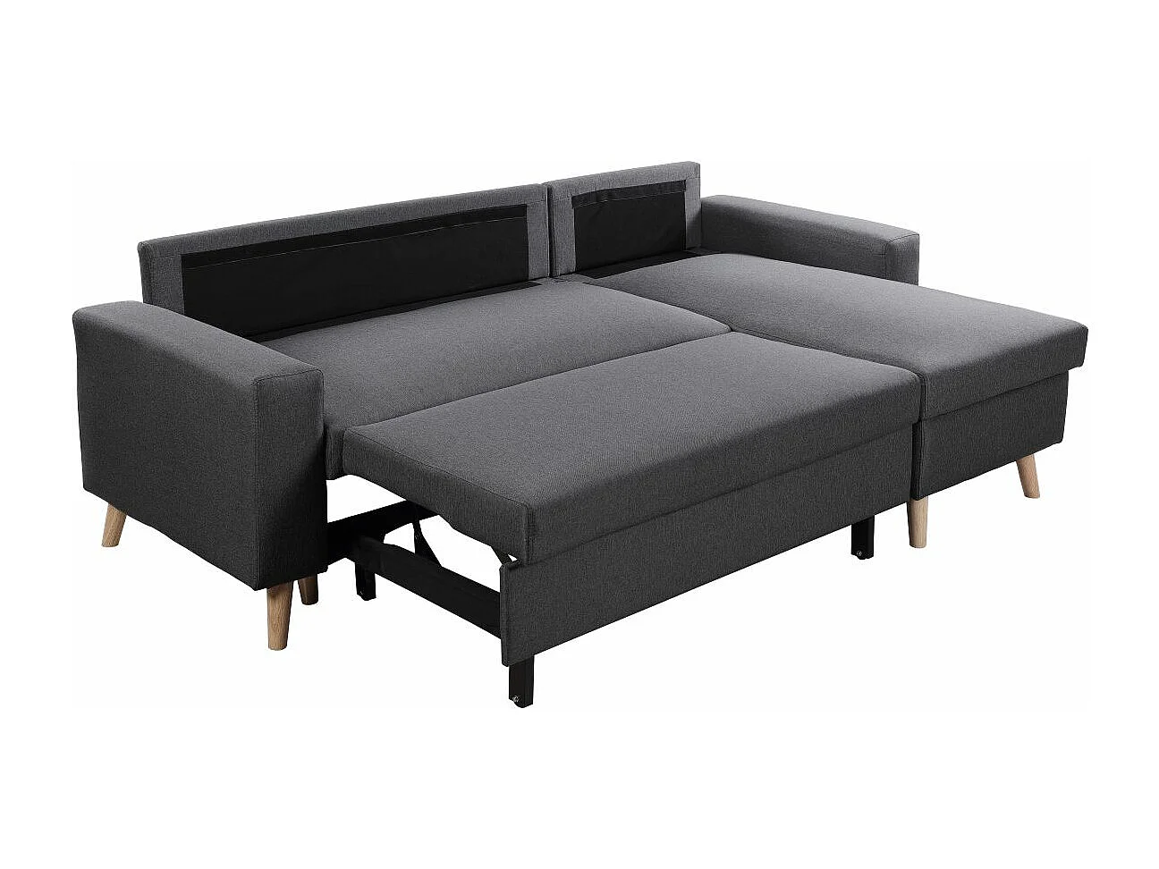 Canapé d'Angle Scandinave Réversible Convertible avec Coffre en Tissu
