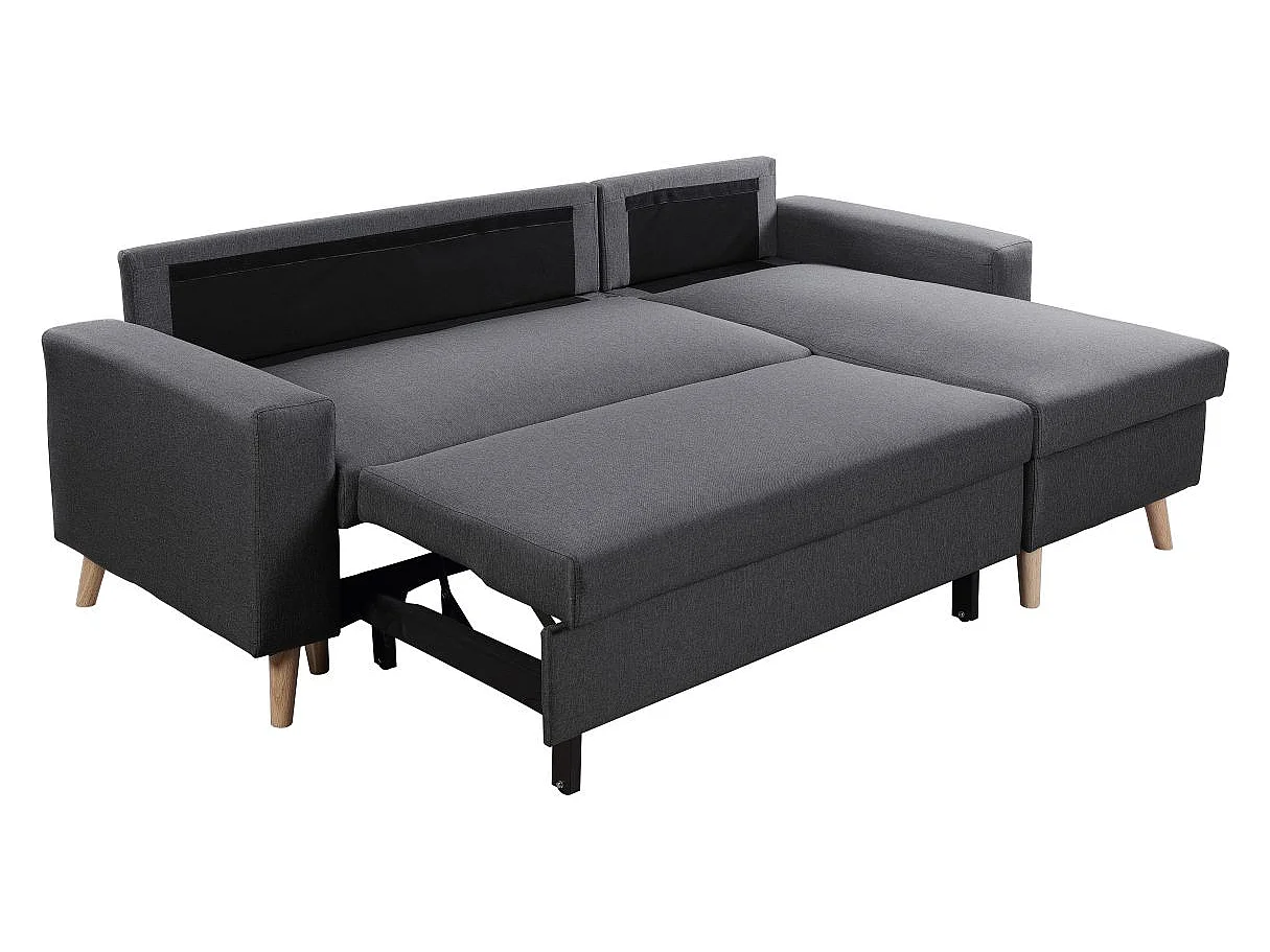 Canapé d'Angle Scandinave Réversible Convertible avec Coffre en Tissu